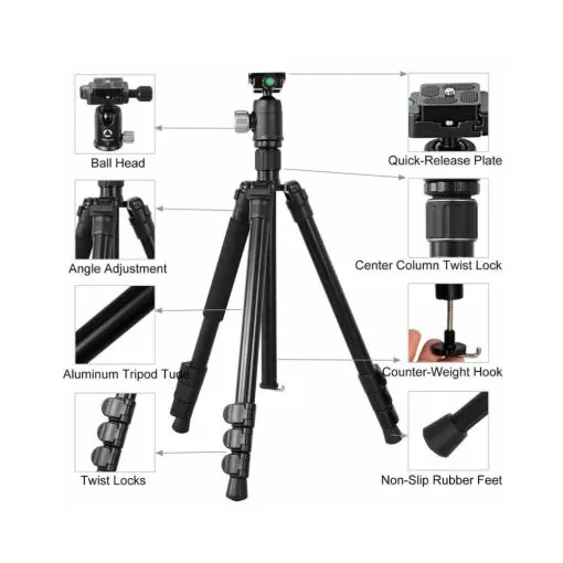 Alternative view of Kingjoy G555+G0 4-Section Travel Tripod Detachable Monopod