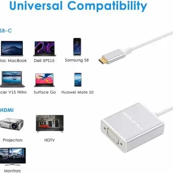 Alternative view of USB C TO VGA Adapter, USB 3.1 Type C (USB-C) to VGA Adapter With Aluminium Case