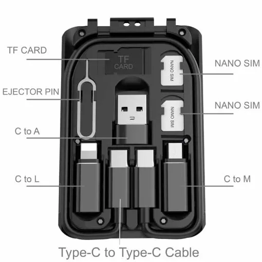 Alternative view of budi 6 in 1 usb cable card/set offer OEM with micro usb connector sim card eject and phone holder for mobile phone