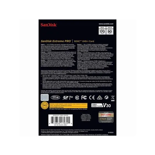 Alternative view of SanDisk 128GB Extreme PRO SDXC UHS-I Card - C10, U3, V30, 4K UHD, SD Card