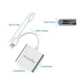 Alternative view of USB C CF Card Reader, CF Card Reader 3-in-1 Micro USB to USB Type-C