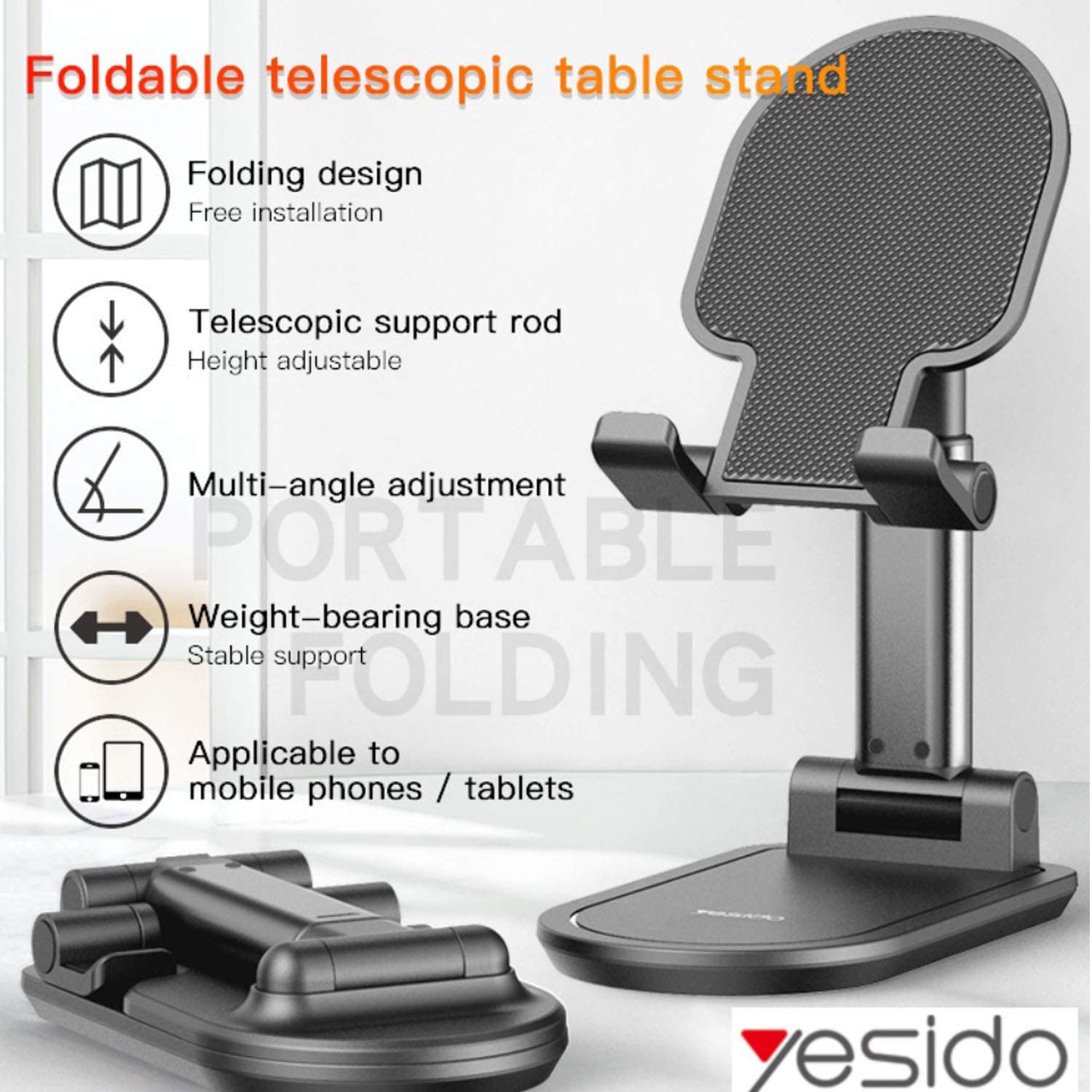 Yesido C85 Mini Foldable desktop Mobile holder - Image 4