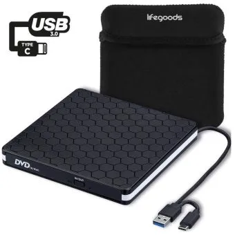 Alternative view of LifeGoods External DVD Player - For Laptop and Burner - USB 3.0 or USB C - Incl. Cover + Cable