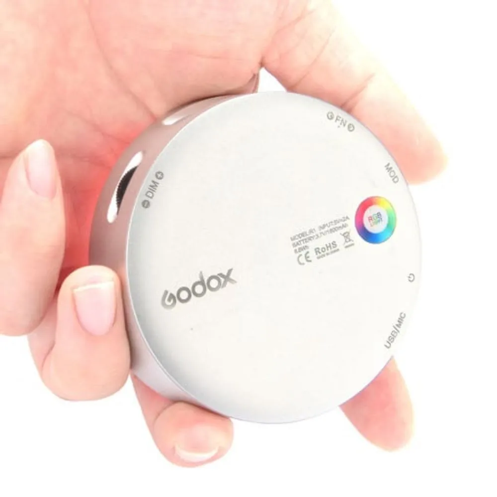 Godox Round Mini RGB LED Magnetic Light (Silver) - Image 4