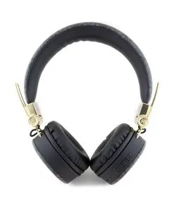 Guess Wireless Headphones 4G PU Leather with Metal Logo - Black
