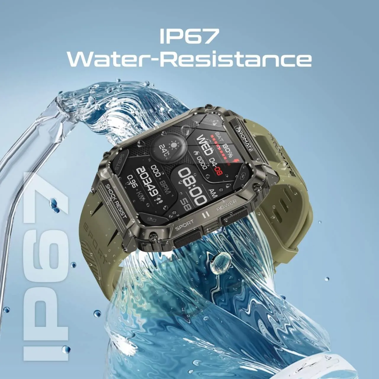 Promate XWatch-S19 Smartwatch With Wireless BT Calling - Green - Image 3