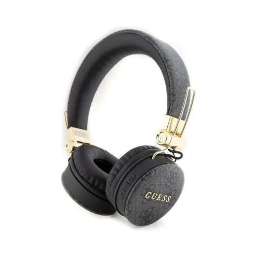 Guess Wireless Headphones 4G PU Leather with Metal Logo - Black