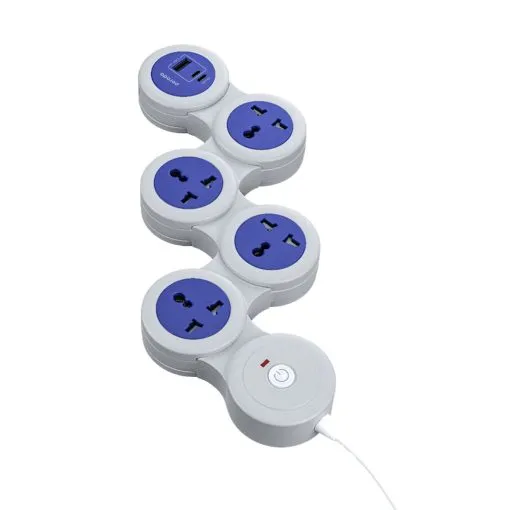 Porodo USB-A Type-C and 4 AC Multiport Socket with UK Plug 2500W PD 20W 1.8M- Gray