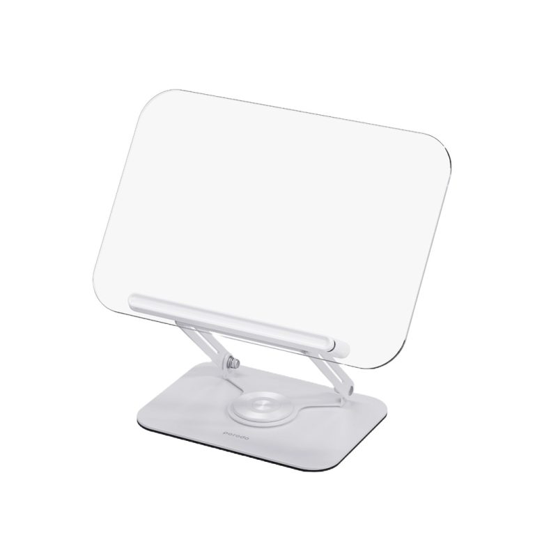 Porodo Transparent 360% Rotatable and Angle Adjustable Tablet Stand – White