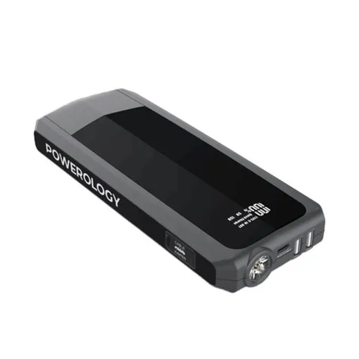 Powerology Emergency 12V Jump Starter with 16000 mAh Powerbank 18W PD QC3.0 - Black