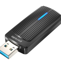 Alternative view of Porodo Dual Band WiFi6 USB Adapter with Additional USB A to Type- C Adaptor - Black