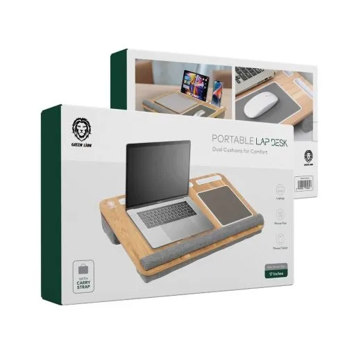 Green Lion Portable Lap Desk with Carry Strap ( Dual Cushions ) - Gray