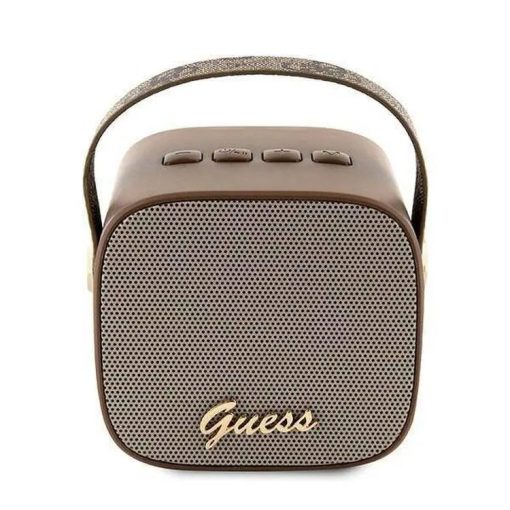Guess Wireless Speaker with Handle 5W PU 4G Leather Script Logo - Brown