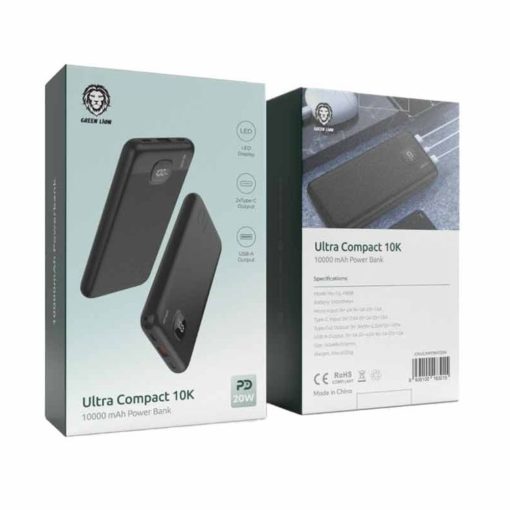 Green Lion Ultra Compact Power Bank PD 20W 10000mAh - Black
