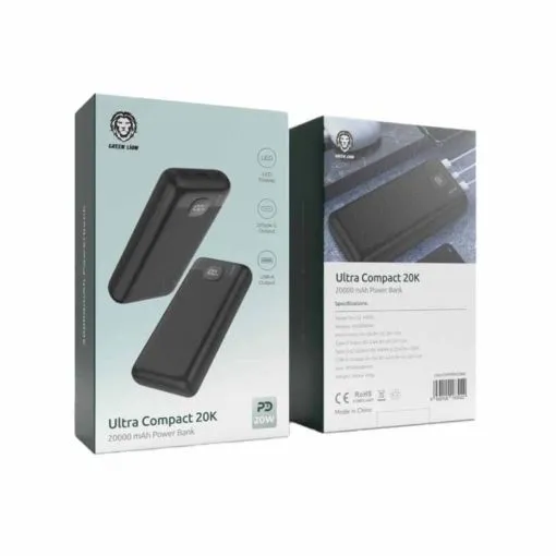Green Lion Ultra Compact Power Bank PD 20W 20000mAh - Black