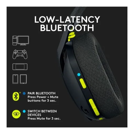Logitech G G435 Wireless Gaming Headset (Black / Yellow) - Image 3