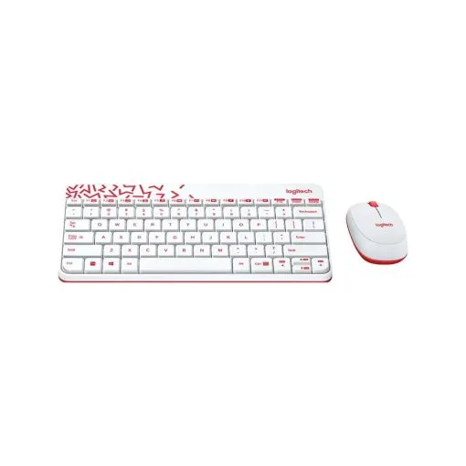 Logitech MK240 Wireless Keyboard and Mouse Combo - White/Vivid Red