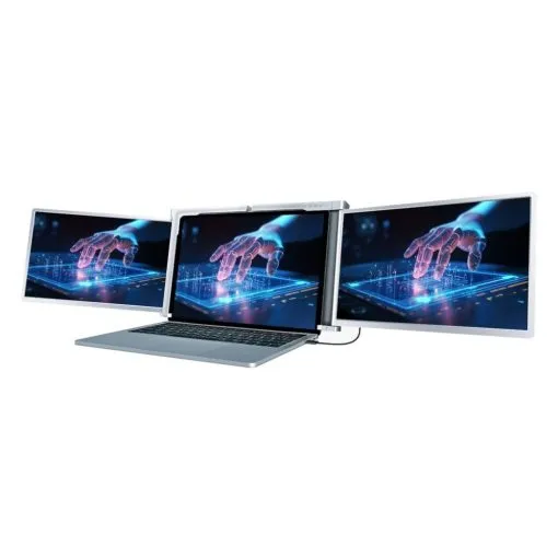 Powerology 13.3" Dual Screen Portable Monitor - Silver - PDSLM13