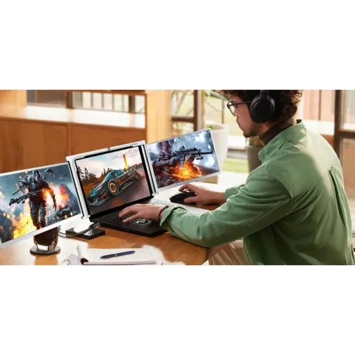Powerology 13.3" Dual Screen Portable Monitor - Silver - PDSLM13 - Image 2