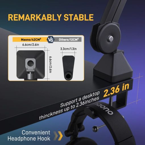 Alternative view of MAONO BA37 Microphone Suspension Boom Arm Stand