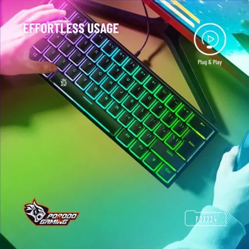 Alternative view of Porodo Gaming 61 Keys Pudding Mechanical Keyboard