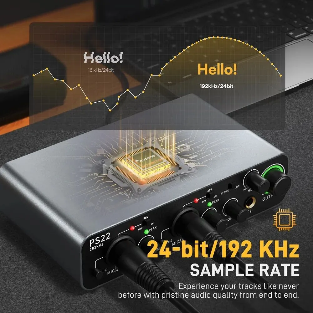 MAONO PS22 Audio Interface for Recording, Music Production, Guitar - Image 2