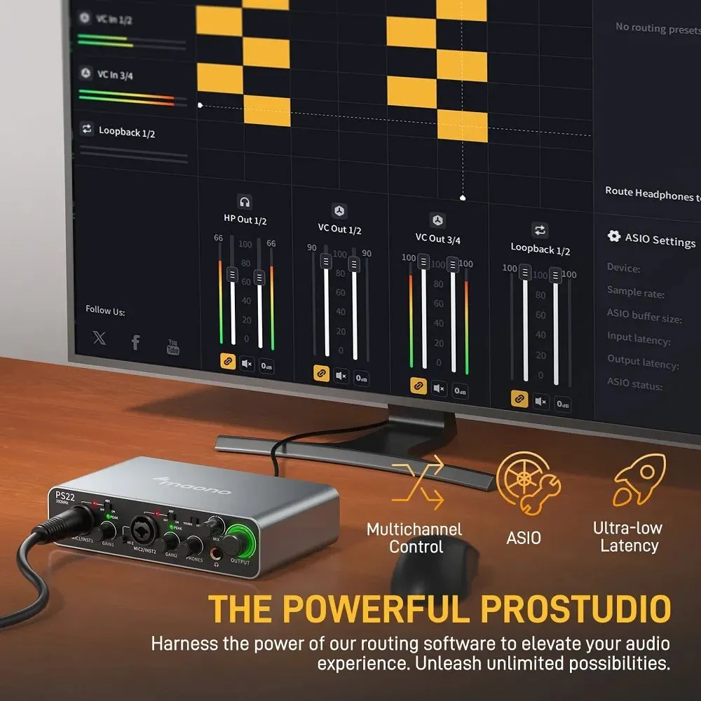 MAONO PS22 Audio Interface for Recording, Music Production, Guitar - Image 4