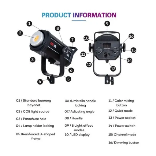 Alternative view of ZSYB Y200S 200W Video Light Bi-Color