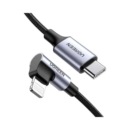 Alternative view of UGREEN USB-C to Angled Lightning Braided Cable & Aluminum Body, MFI Apple Certified, Fast Charging 2m