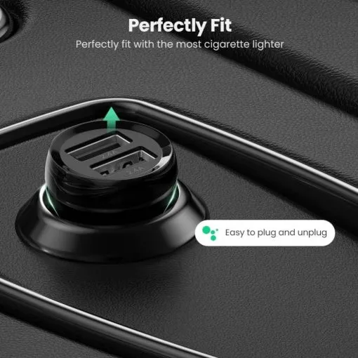 Alternative view of UGREEN Car Charger Fast Charging 24W Mini Car Phone Charger 4.8A Dual USB Charging Plug Adapter