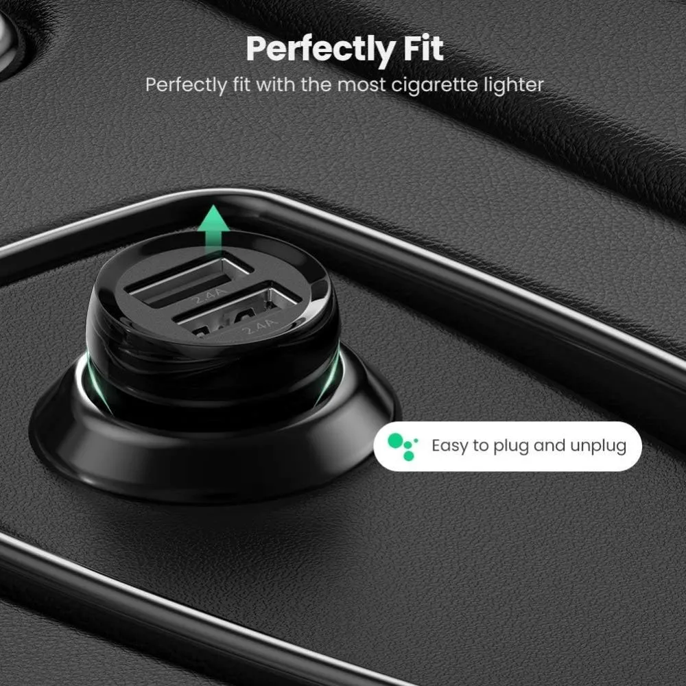 UGREEN Car Charger Fast Charging 24W Mini Car Phone Charger 4.8A Dual USB Charging Plug Adapter - Image 2