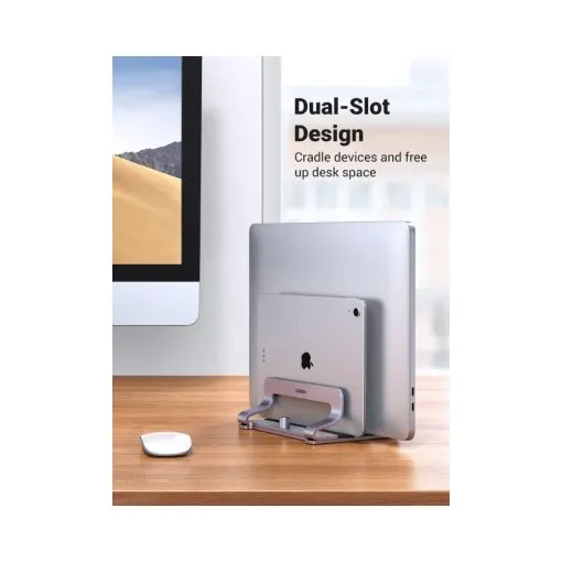 UGREEN Vertical Laptop Stand Holder Desk Dual Aluminum Dock Compatible - Image 3