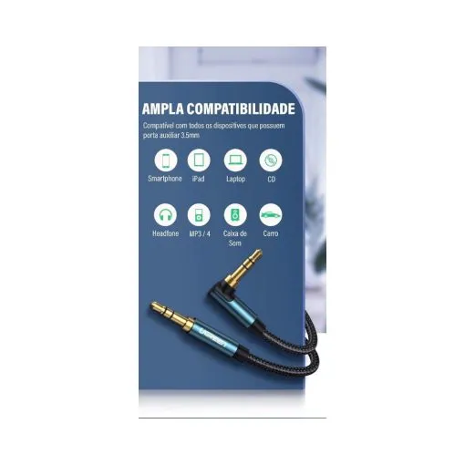 Alternative view of UGREEN HIFI AUX Cable 3.5mm Male to Male Braided Cable, Gold Plated