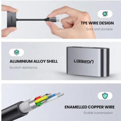 UGREEN 2-in-1 Type-C to Type-C Audio + PD USB-C Charging Adapter - Image 3