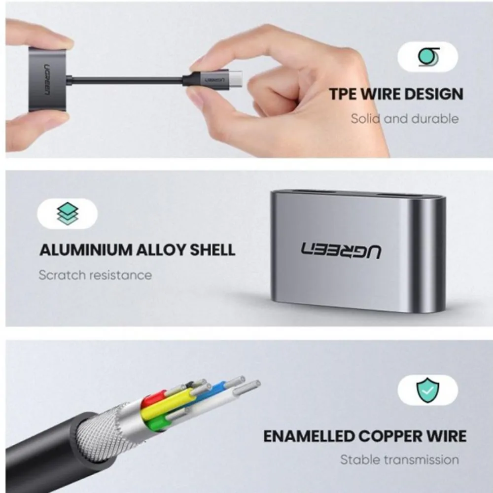 UGREEN 2-in-1 Type-C to Type-C Audio + PD USB-C Charging Adapter - Image 3