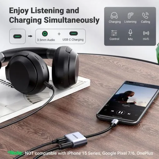 UGREEN 2-in-1 USB C to 3.5mm Headphone & USB-C Charging Port - Image 3