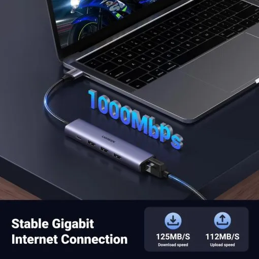 UGREEN 5 in 1 Multiport Hub USB 3.0 to Ethernet Adapter - Image 3