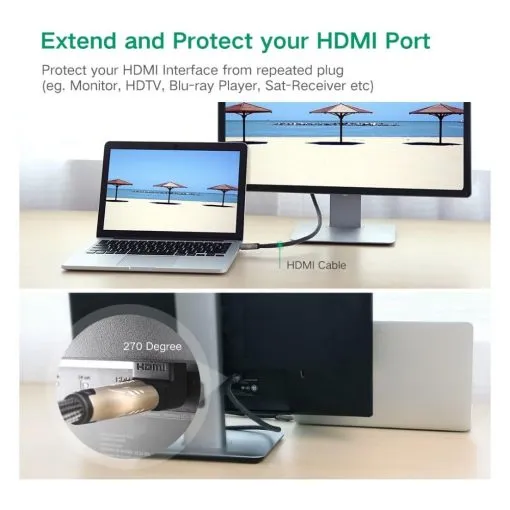 UGREEN 20110 HDMI Female to Female Adapter 90 Degree Up - Image 3