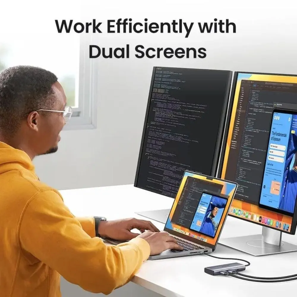 UGREEN Dual Display 7-in-1 USB-C HUB Docking Station 4x USB + 2x HDMI + PD Port - Image 4