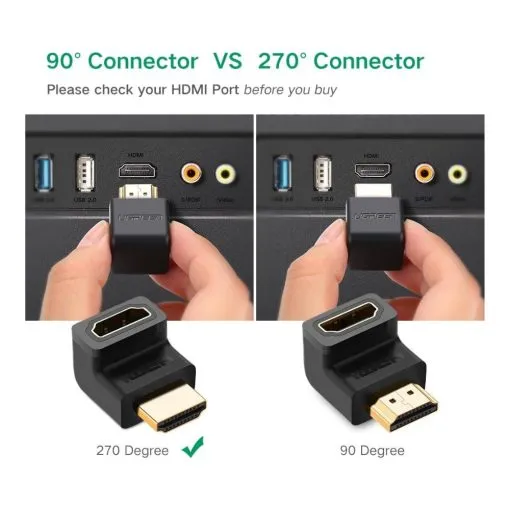 UGREEN 20110 HDMI Female to Female Adapter 90 Degree Up - Image 4