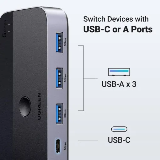 UGREEN Switch 2 Computers Sharing USB C & A Devices USB 3.0 - Image 4
