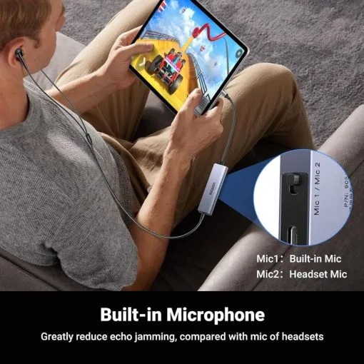 UGREEN USB C to 3.5mm Headphone & USB-C Charging Port Built-In Microphone - Image 5