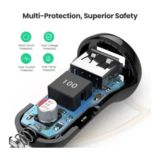 UGREEN Car Charger Fast Charging 24W Mini Car Phone Charger 4.8A Dual USB Charging Plug Adapter - Image 5