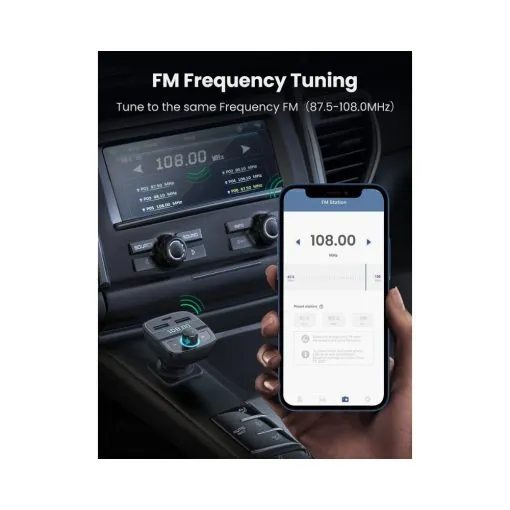UGREEN Car Bluetooth Adapter - Bluetooth FM Transmitter for Car PD/QC 3.0 Car Charger - Image 5