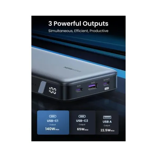 UGREEN 145W 25000mAh for Laptop-3 Ports Power Bank - Image 5