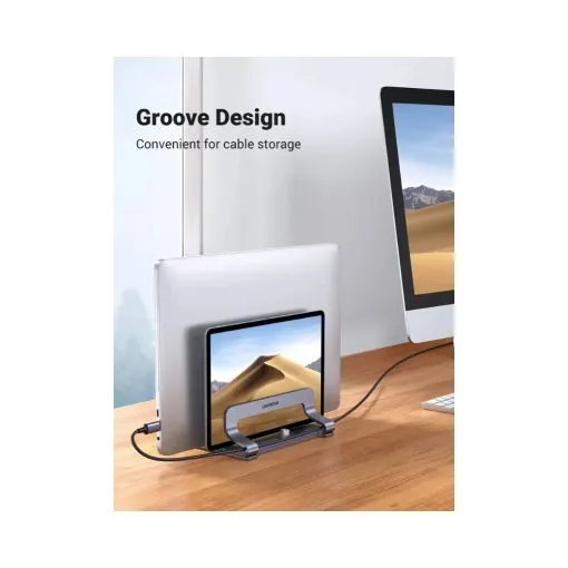 UGREEN Vertical Laptop Stand Holder Desk Dual Aluminum Dock Compatible - Image 6