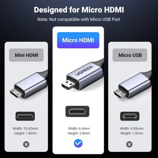 UGREEN 8K Micro HDMI to HDMI Cable - Image 5