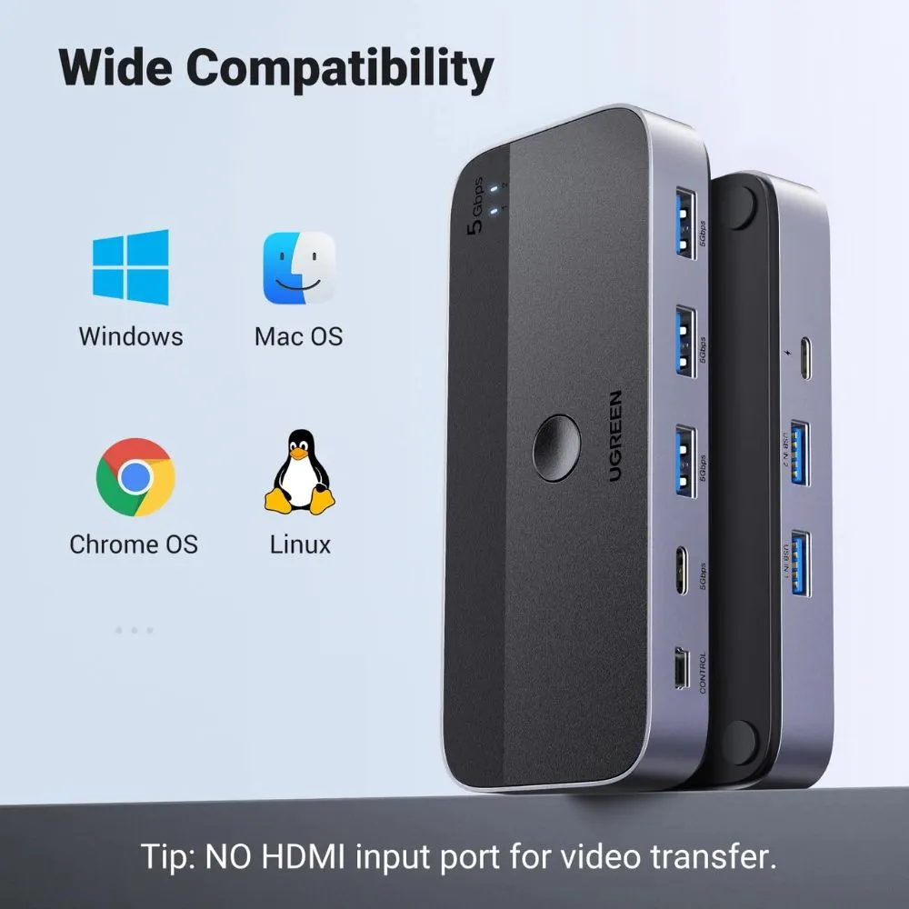 UGREEN Switch 2 Computers Sharing USB C & A Devices USB 3.0 - Image 7