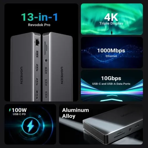 UGREEN Revodok Pro 313 13 in 1 USB C Docking Station - Image 8