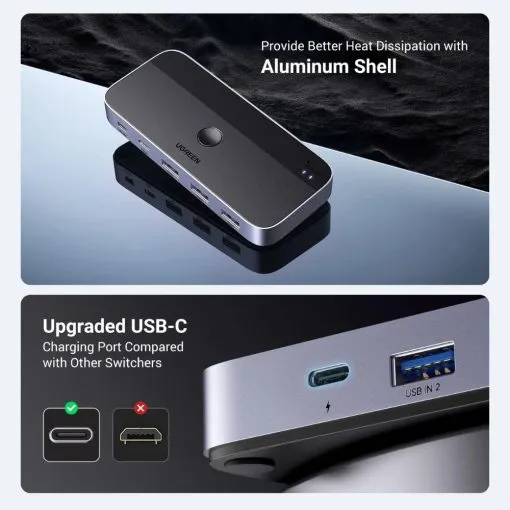 UGREEN Switch 2 Computers Sharing USB C & A Devices USB 3.0 - Image 9